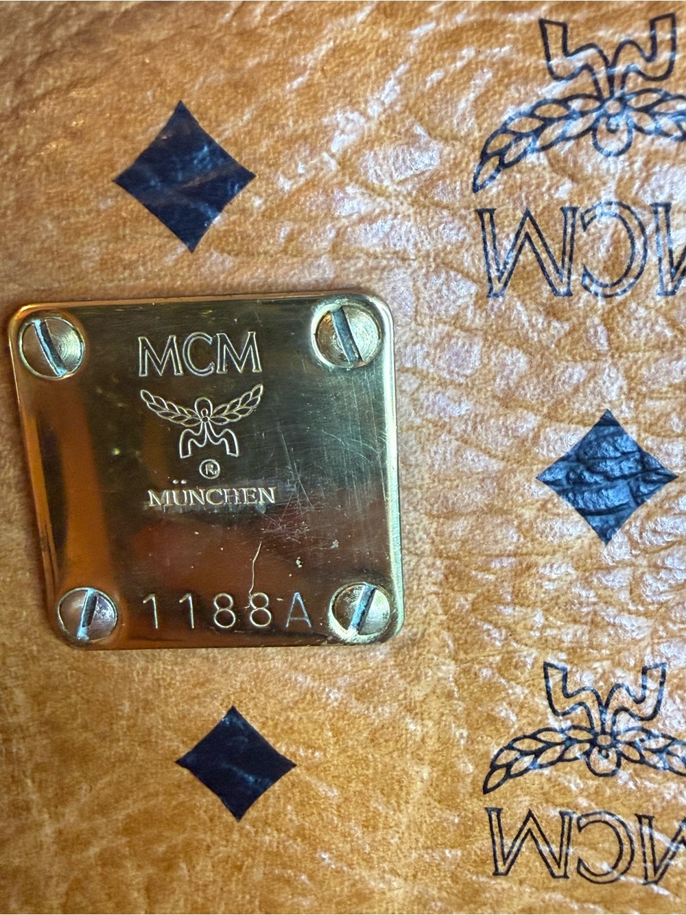 MCM Monogram Visetos Travel Duffle in Cognac Brown with Black Accents 35 - Picture 13 of 13